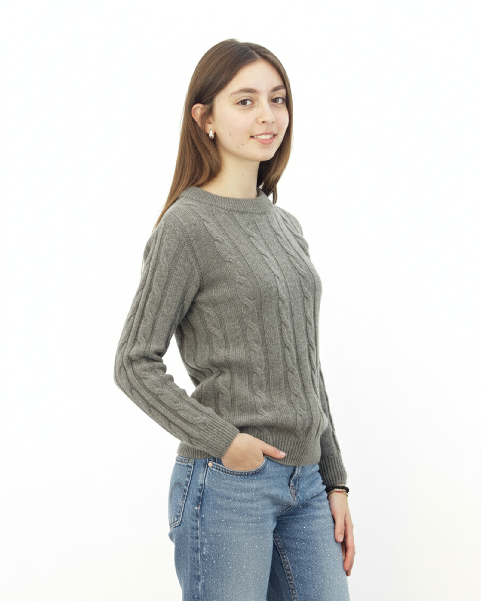 Cashmere ragazza collo rialzato