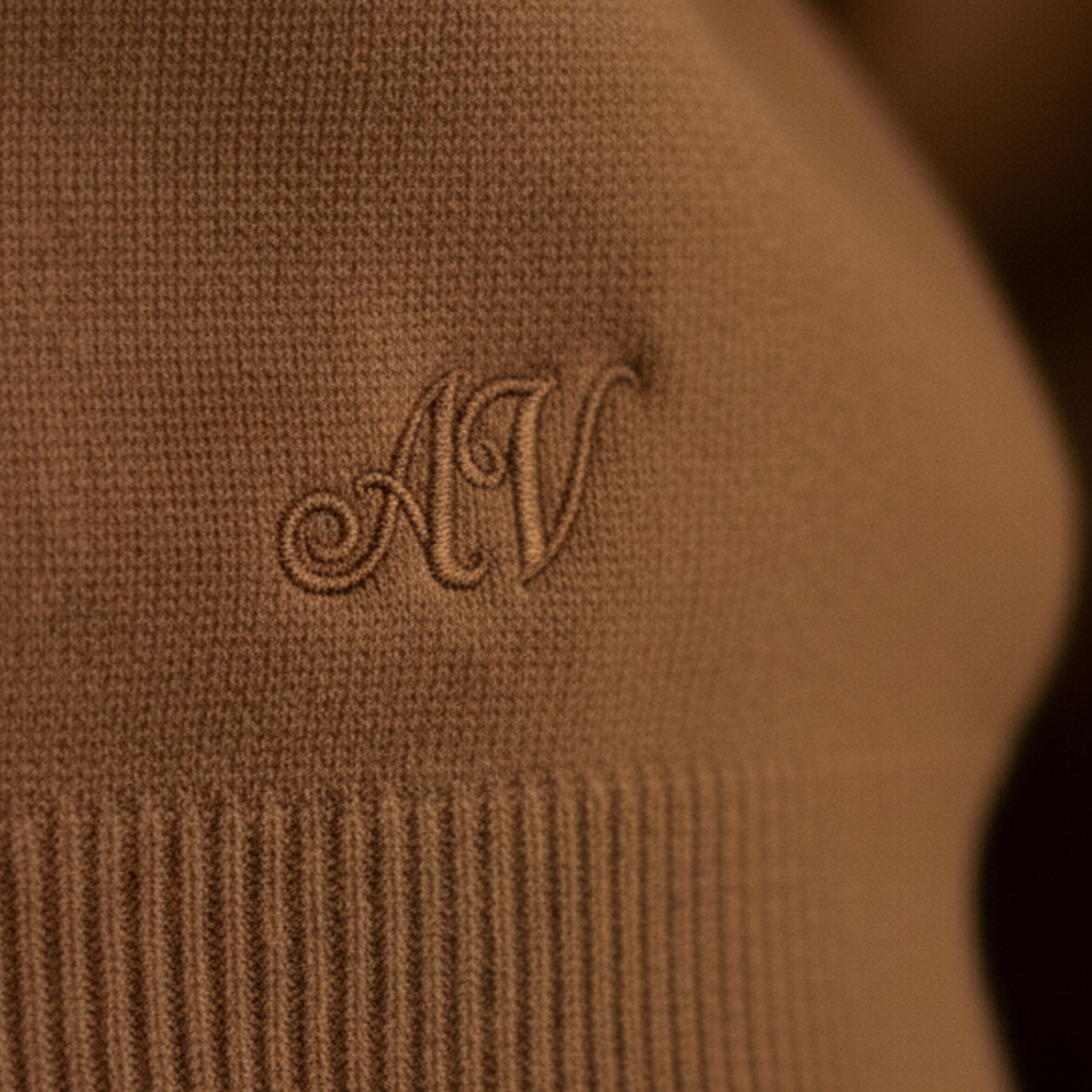 Ricami personalizzati su maglie in cashmere